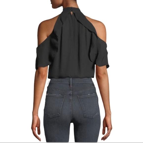alice+olivia Cabot Cold-Shoulder Ruffle Silk Top - Picture 2 of 6